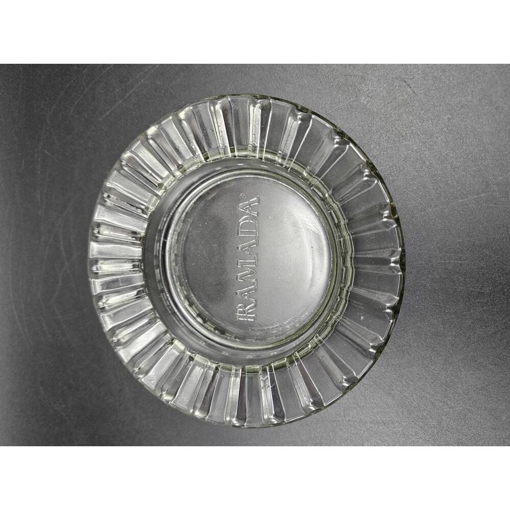 Vintage Ramada Inn 4.5" Clear Glass Ashtray Circa 1976–1982